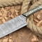Handmade Damascus Steel Kitchen Chef Knife With White Blue Resin Handle 0
