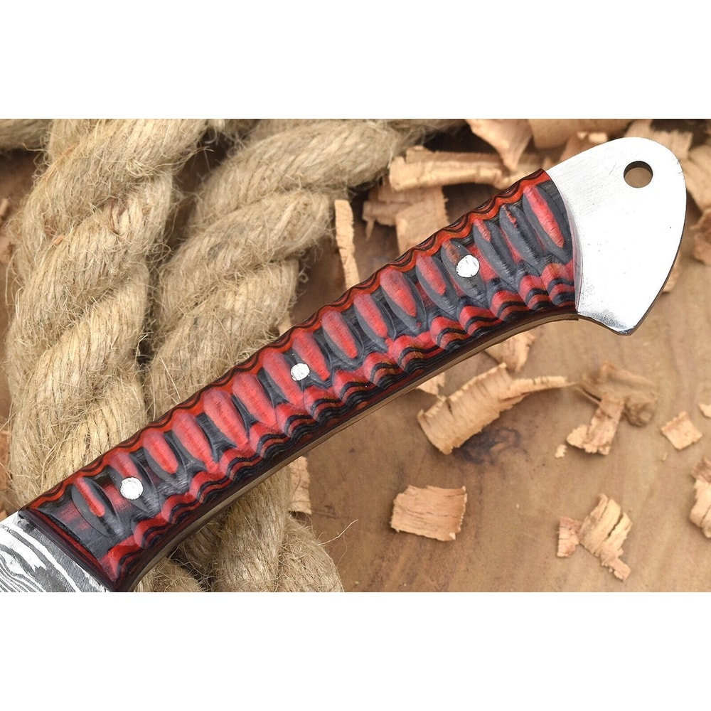 Handmade Damascus Steel Kitchen Chef Knife With Red Black Resin Handle 1