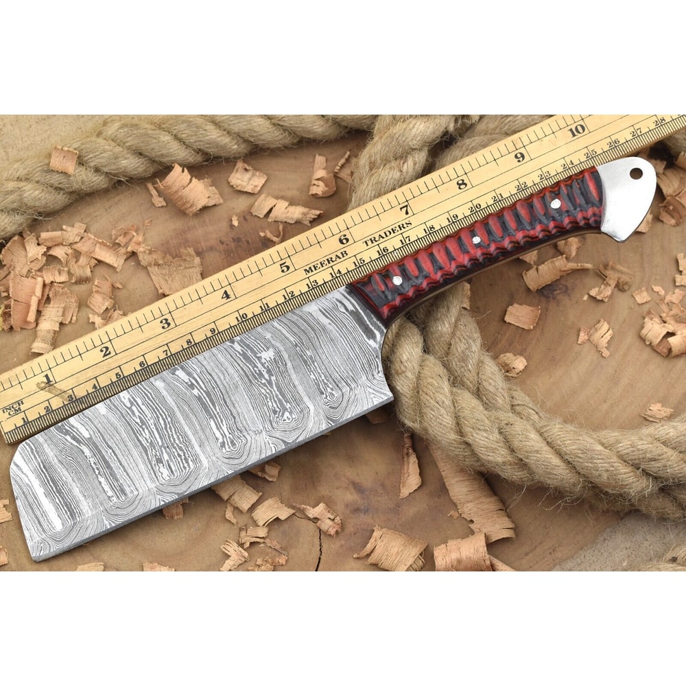 Handmade Damascus Steel Kitchen Chef Knife With Red Black Resin Handle 3