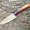 HandForged Damascus Kitchen Knife With Wooden Handle Sheath 2