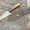 HandForged Damascus Kitchen Knife With Wooden Handle Sheath 0