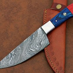 custom damascus blade kitchen knife | elegant wooden handle