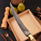 Custom Forged Damascus Steel Chef Fillet Kitchen Knife With Camel Bone Handle And Leather Sheath 2