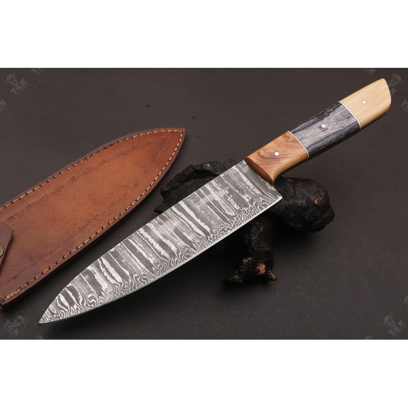 Custom Handmade Damascus Steel Kitchen Knife With Bone Handle 3