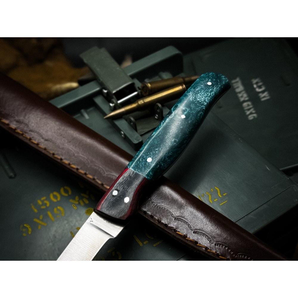 Handmade J2 Steel Kitchen Chef Fillet Knife With Acrylic Handle And Cow Leather Sheath 1