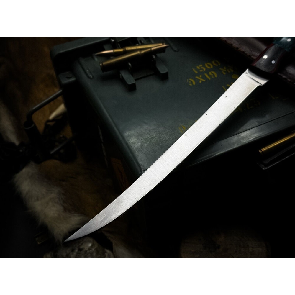 Handmade J2 Steel Kitchen Chef Fillet Knife With Acrylic Handle And Cow Leather Sheath 2
