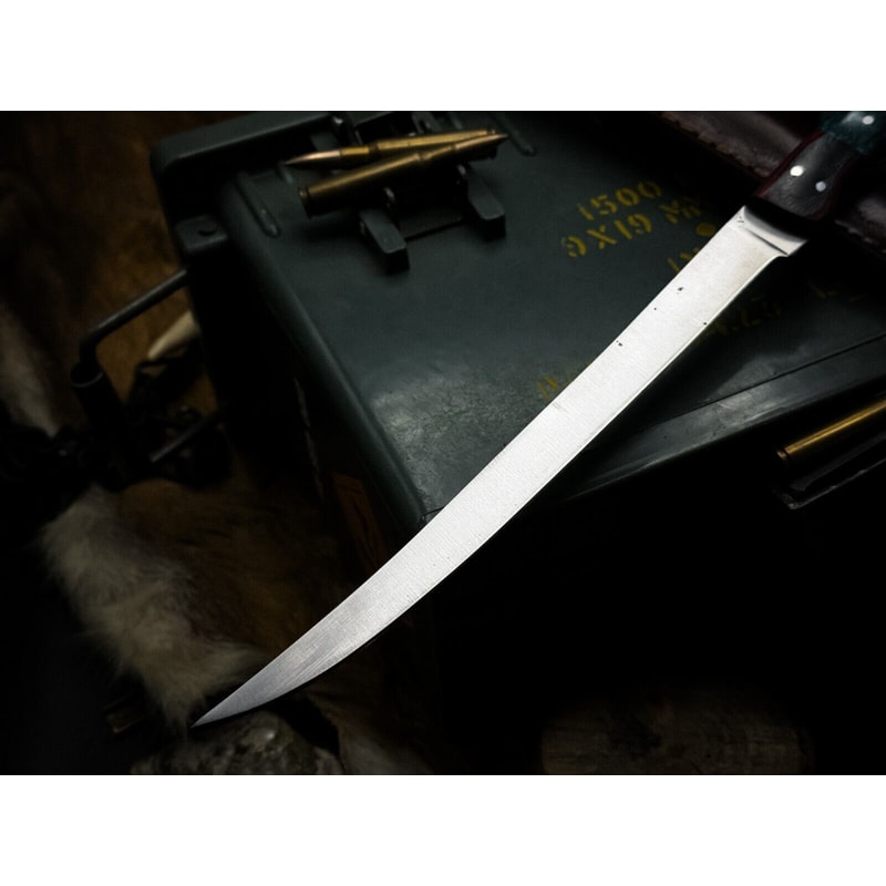 Handmade J2 Steel Kitchen Chef Fillet Knife With Acrylic Handle And Cow Leather Sheath 2