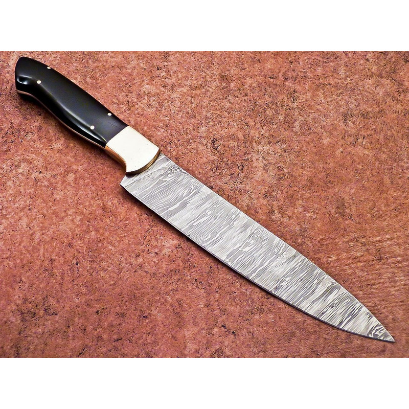 Custom Handmade Damascus Fillet Knife  Resin Handle  Sheath 1