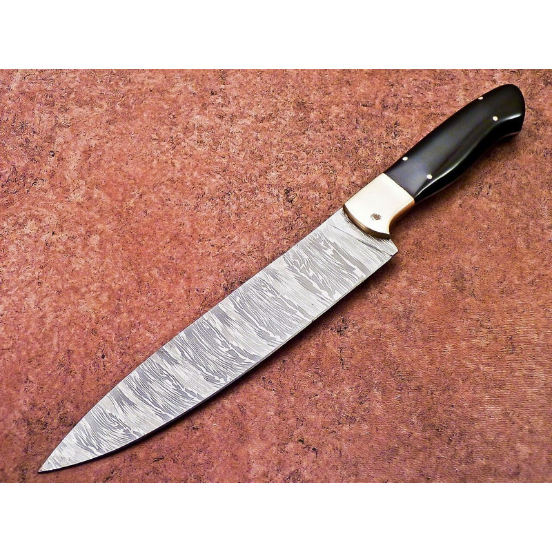 Custom Handmade Damascus Fillet Knife  Resin Handle  Sheath 3