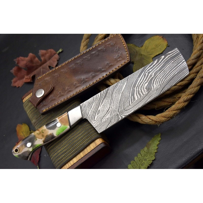 Handcrafted Damascus Chef Knife Resin Handle Balanced Design 2