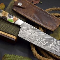 handcrafted damascus chef knife | resin handle & balanced design