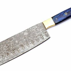 luxury damascus steel kitchen knife | resin handle art piece