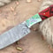 Handcrafted Damascus Blade Knife Vibrant Resin Handle Sheath 3
