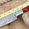 Handcrafted Damascus Blade Knife Vibrant Resin Handle Sheath 0