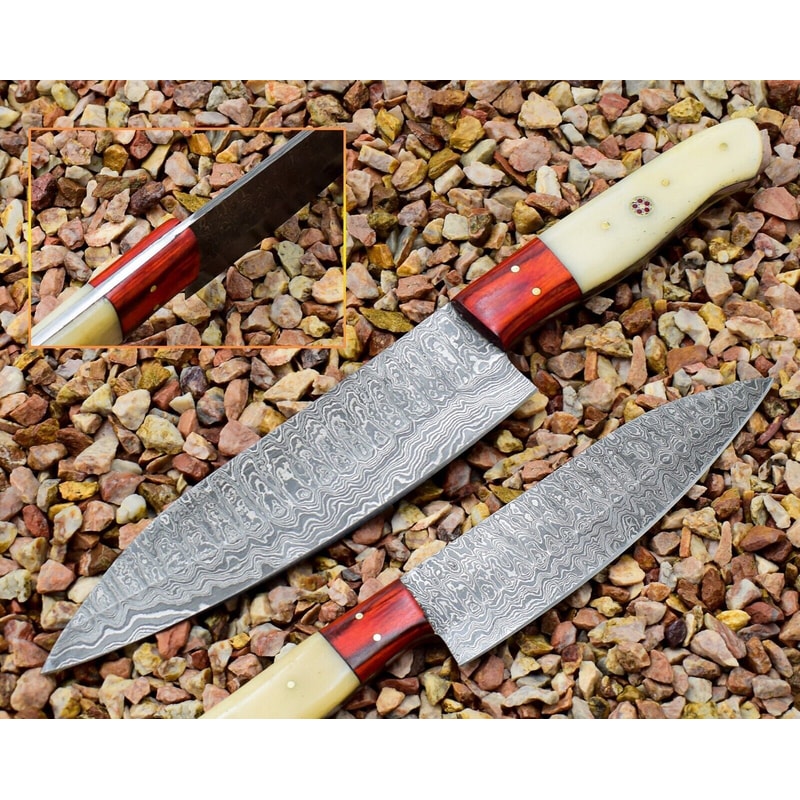 Custom Handmade Kitchen Knife Artistic Resin Wood Handle 0