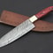 12 Custom Handmade Damascus Steel Chef Hunting Knife With Colored Wood Handle Leather Sheath 0