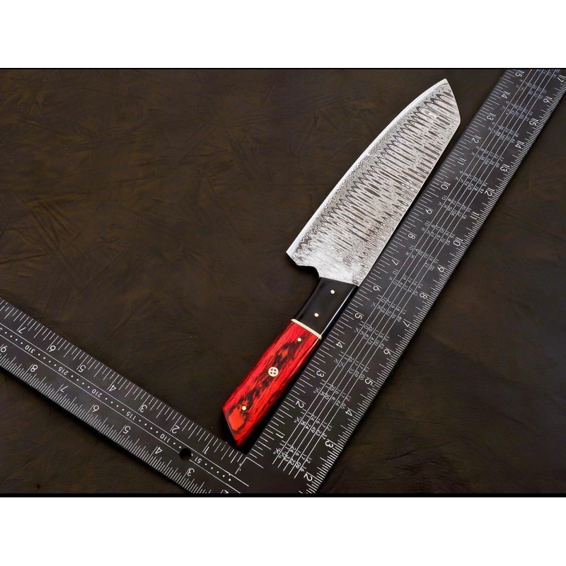 Custom Forged Damascus Steel Hunting Chef Knife With Leather Sheath 1