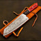 Custom Forged Damascus Steel Hunting Chef Knife With Leather Sheath 3