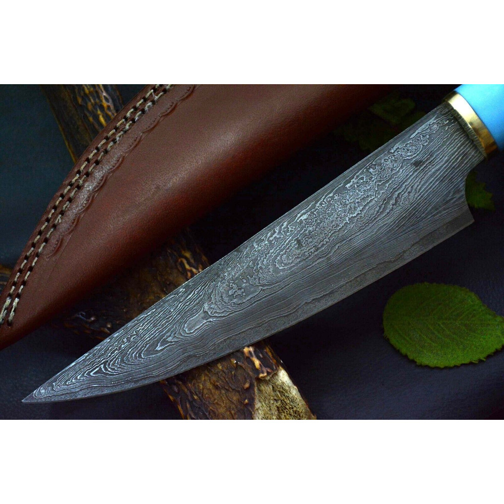 Custom Handmade Damascus Steel Chef Knife  13 Kitchen Knife With Walnut  Olive Wood Handle 2