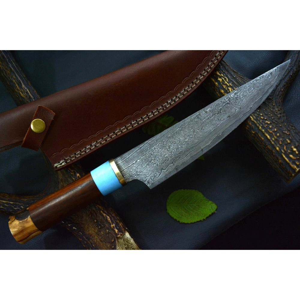 Custom Handmade Damascus Steel Chef Knife  13 Kitchen Knife With Walnut  Olive Wood Handle 3