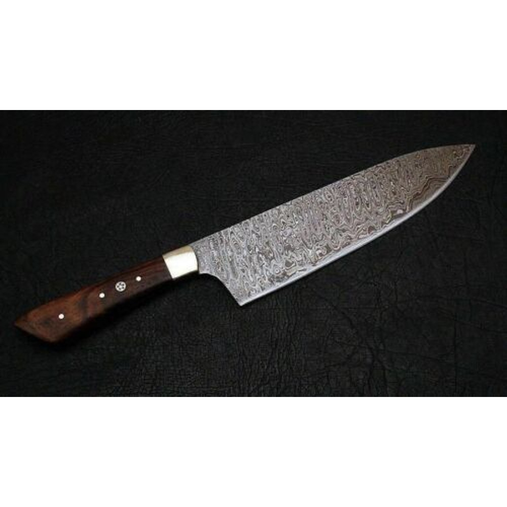 Damascus Handmade Kitchen Chef Knife Rose Wood Handle With Sheath 2