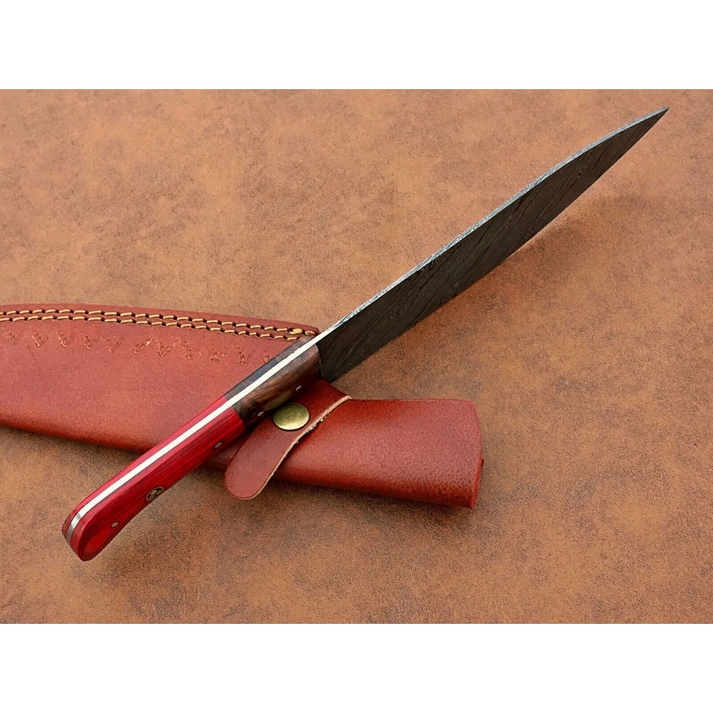 Artisan Damascus Steel Kitchen Knife HandForged Chef Knife With Wooden Handle 3