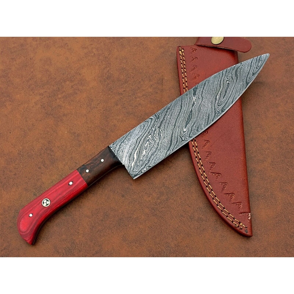 Artisan Damascus Steel Kitchen Knife HandForged Chef Knife With Wooden Handle 2