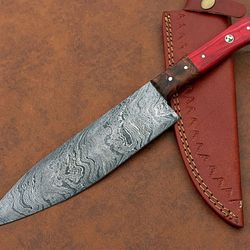 artisan damascus steel kitchen knife – hand-forged chef knife with wooden handle