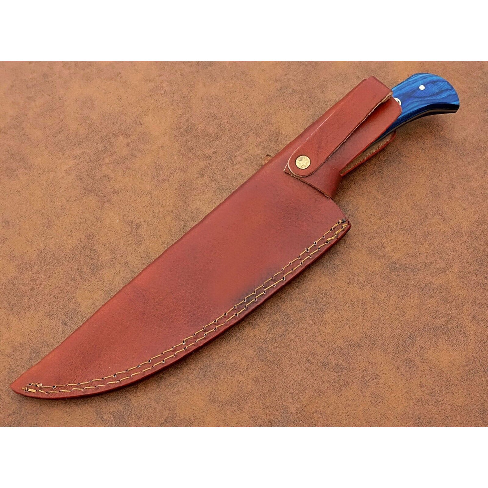 Custom Forged Damascus Chef Knife  12 Kitchen Knife With Leather Sheath 2