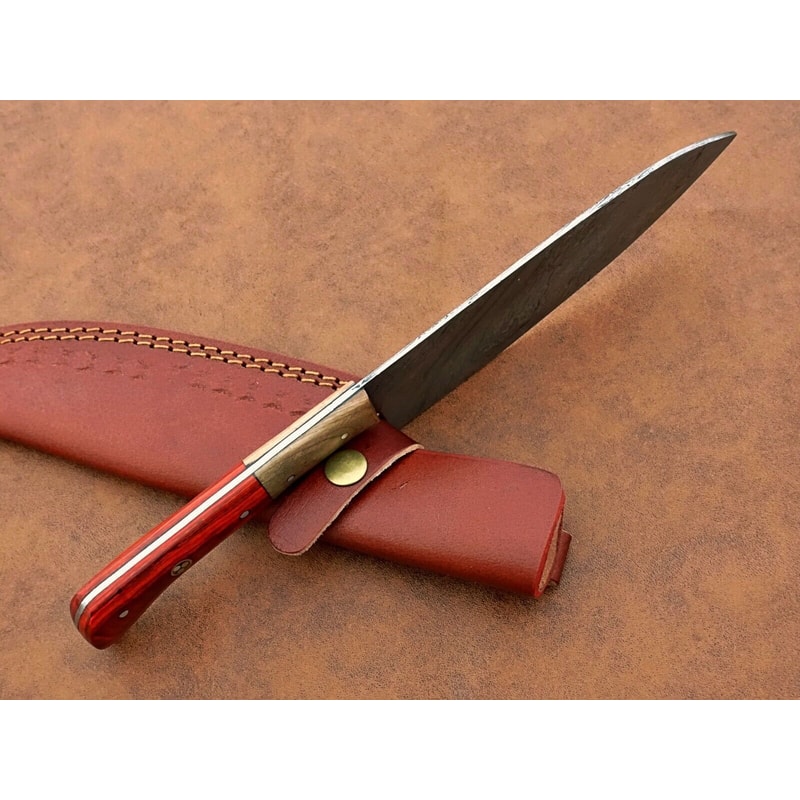 Professional Handmade Damascus Chef Knife Sharp Blade With Elegant Wooden Handle 1