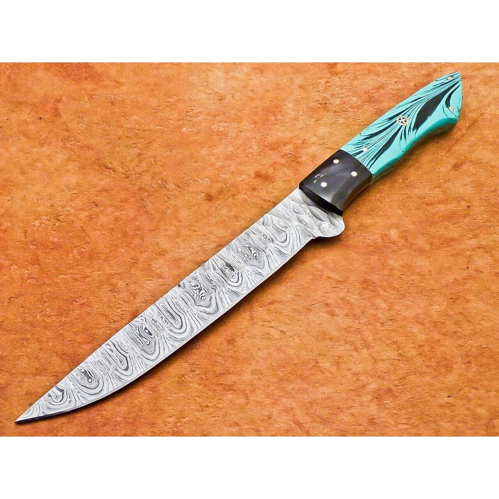 Custom Handmade Damascus Steel Chef Knife 13 Forged Kitchen Knife With Resin Handle 0