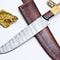 Custom Handmade Damascus Steel Kitchen Chef Knife With Wooden Handle Leather Sheath 3