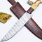 Custom Handmade Damascus Steel Kitchen Chef Knife With Wooden Handle Leather Sheath 0