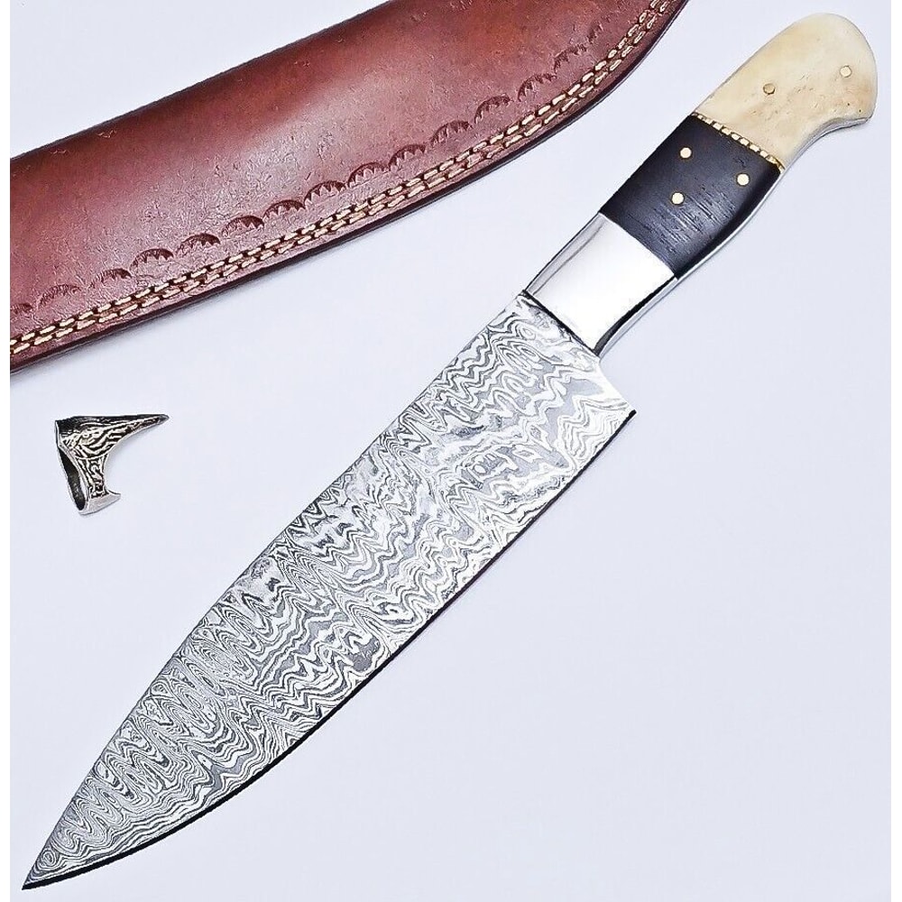 Premium Custom Damascus Steel Kitchen Knife Handmade Wooden Handle Chef Knife 0