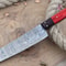 Custom Handmade Damascus Kitchen Knife Rosewood Grip Leather Cover 3