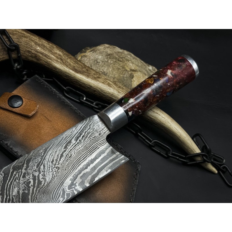 Handmade Damascus Steel Chef Knife 12 Forged Kitchen Knife With Resin Handle 1