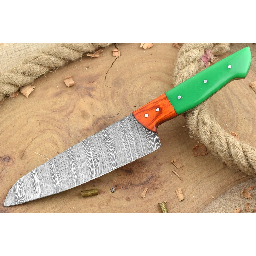 Hand Forged Damascus Kitchen Knife Resin Handle Professional Chef Knife 3