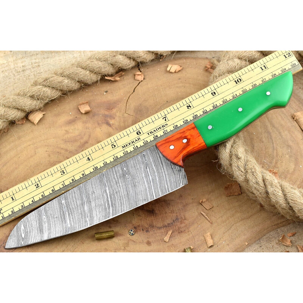 Hand Forged Damascus Kitchen Knife Resin Handle Professional Chef Knife 0