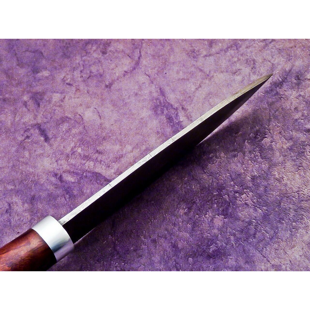 Hand Forged Damascus Steel Chef Knife With Wooden Handle  Leather Sheath 1