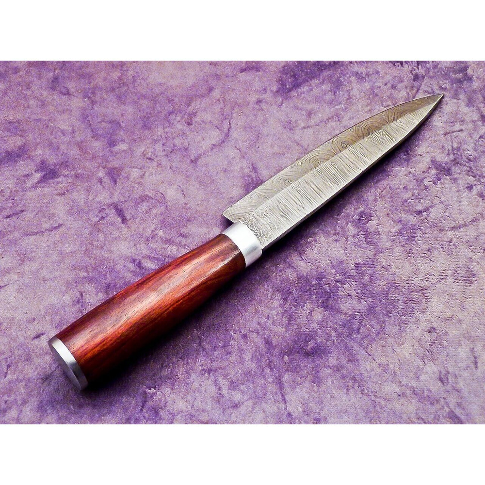 Hand Forged Damascus Steel Chef Knife With Wooden Handle  Leather Sheath 2