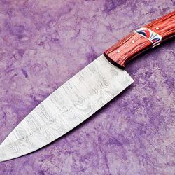 handcrafted damascus steel kitchen knife | professional chef knife with wood handle