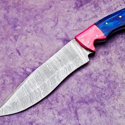 authentic damascus steel chef knife | custom wood handle knife with sheath