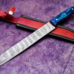 handmade damascus chef knife | premium wooden grip culinary masterpiece