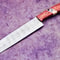 Custom Forged Damascus Chef Knife Rustic Wooden Handle Knife With Sheath 0
