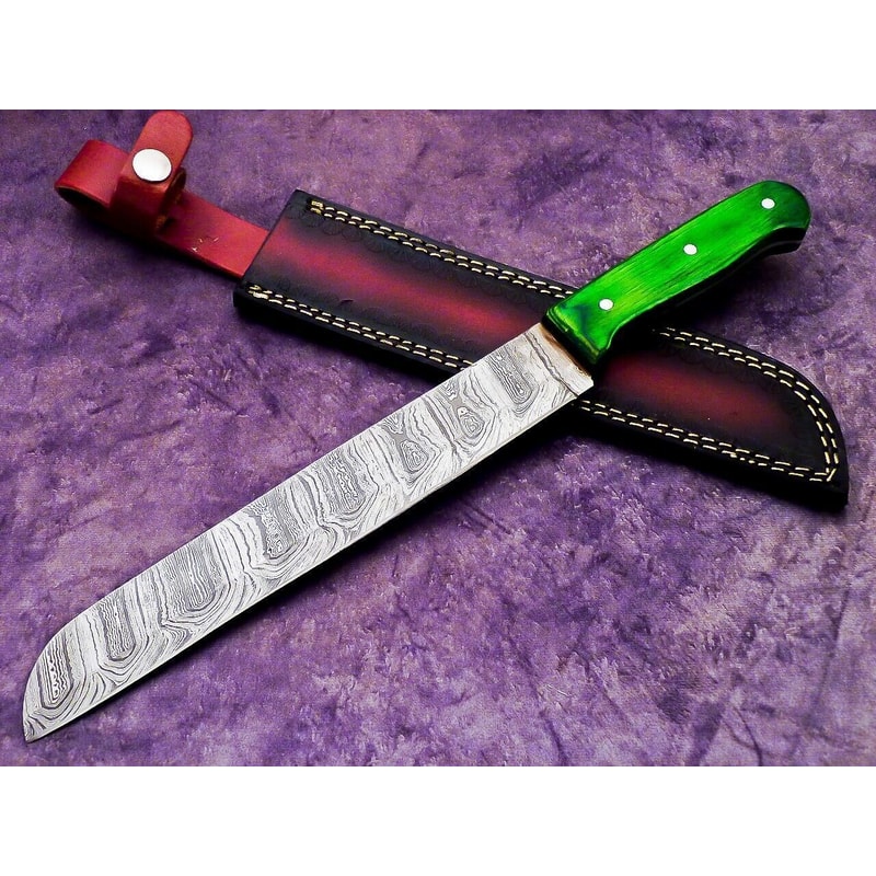 Signature Damascus Steel Chef Knife Handcrafted Wooden Handle Culinary Knife 0