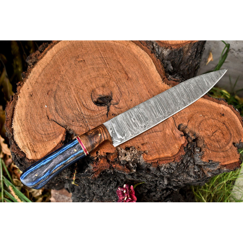 Damascus Steel Chef Knife Handmade Wooden Handle With Sheath 1