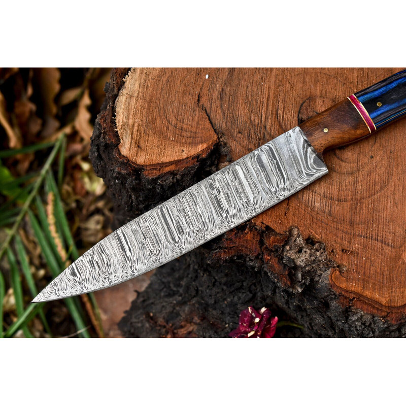 Damascus Steel Chef Knife Handmade Wooden Handle With Sheath 3