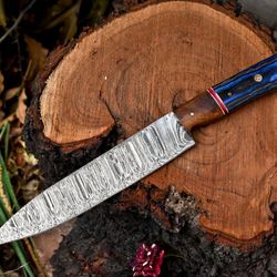 damascus steel chef knife | handmade wooden handle with sheath