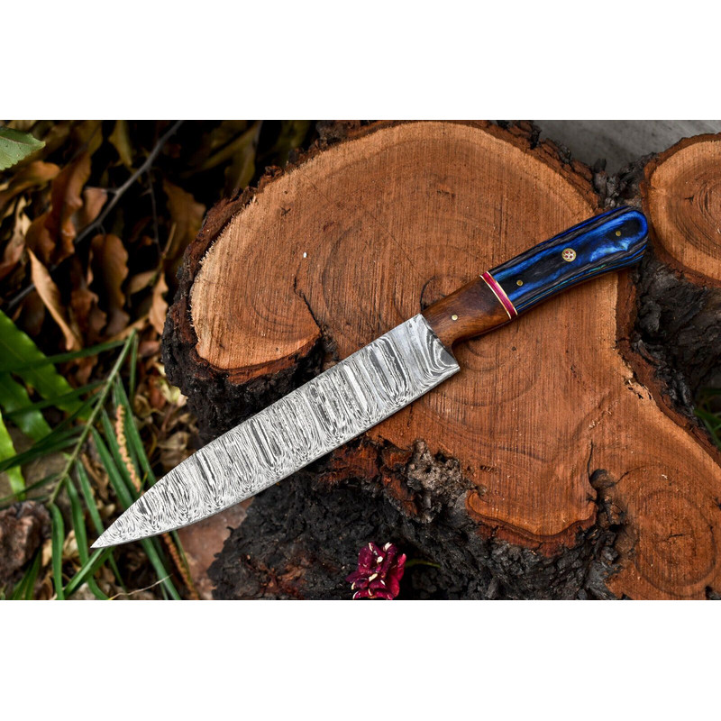 Damascus Steel Chef Knife Handmade Wooden Handle With Sheath 0