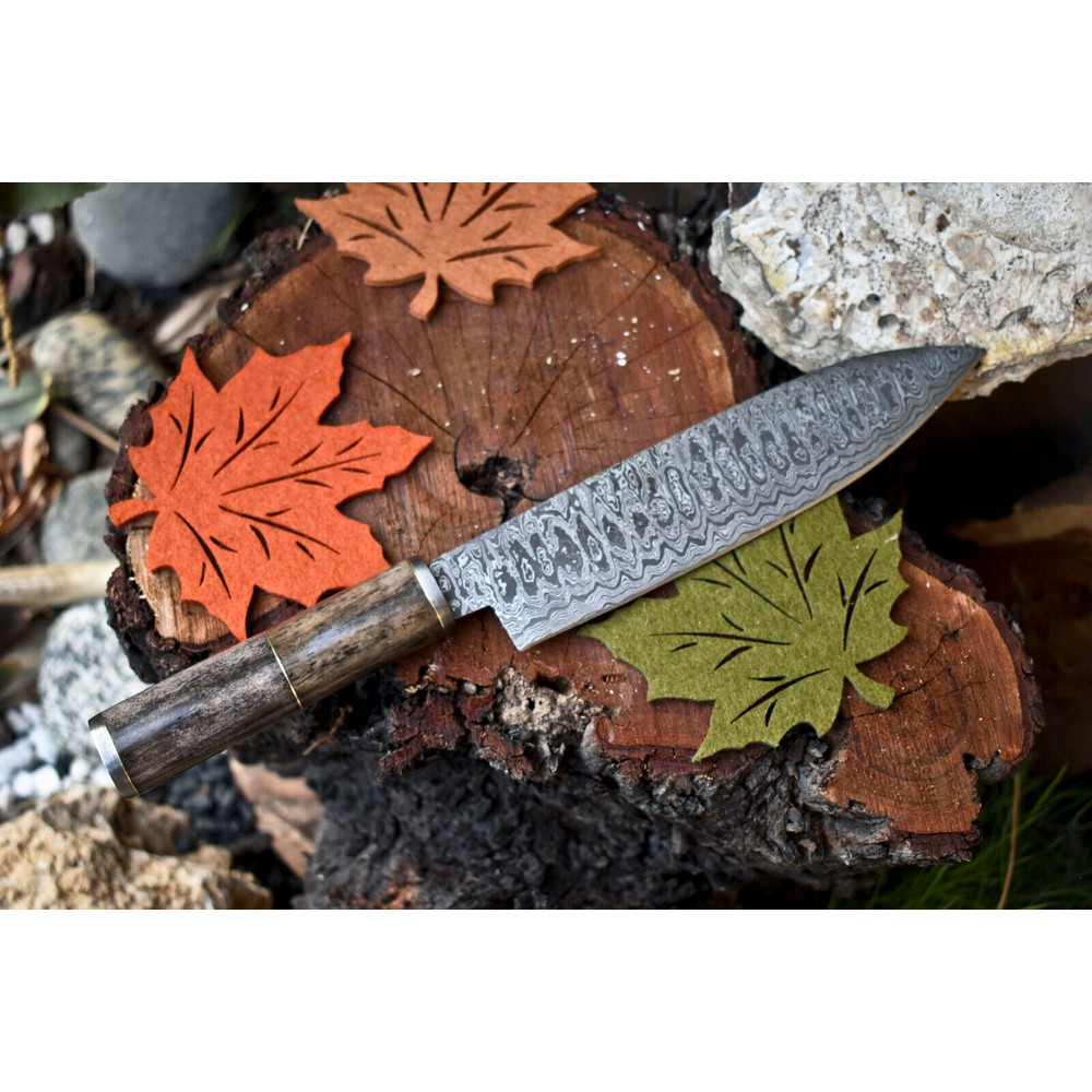 Handcrafted Damascus Steel Knife  Wooden Handle Chef Tool 1